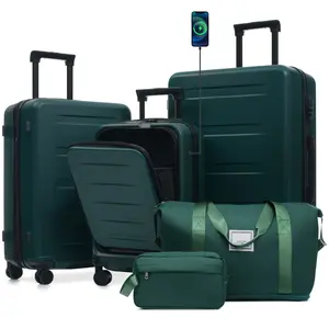 5-Piece Expandable Hardside Luggage Set with USB Port & Spinner Wheels - Ideal Travel Companion