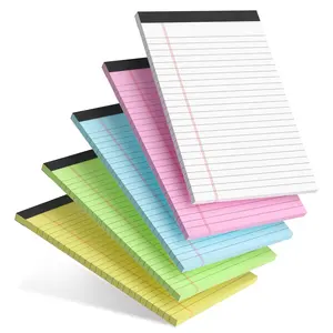 5pcs Small Note Pads 5x8 Inch College Ruled Legal Pads Multicolor 30 Sheets Per Pack for School Office Supplies Premium 80gsm Paper with Double Red Margins