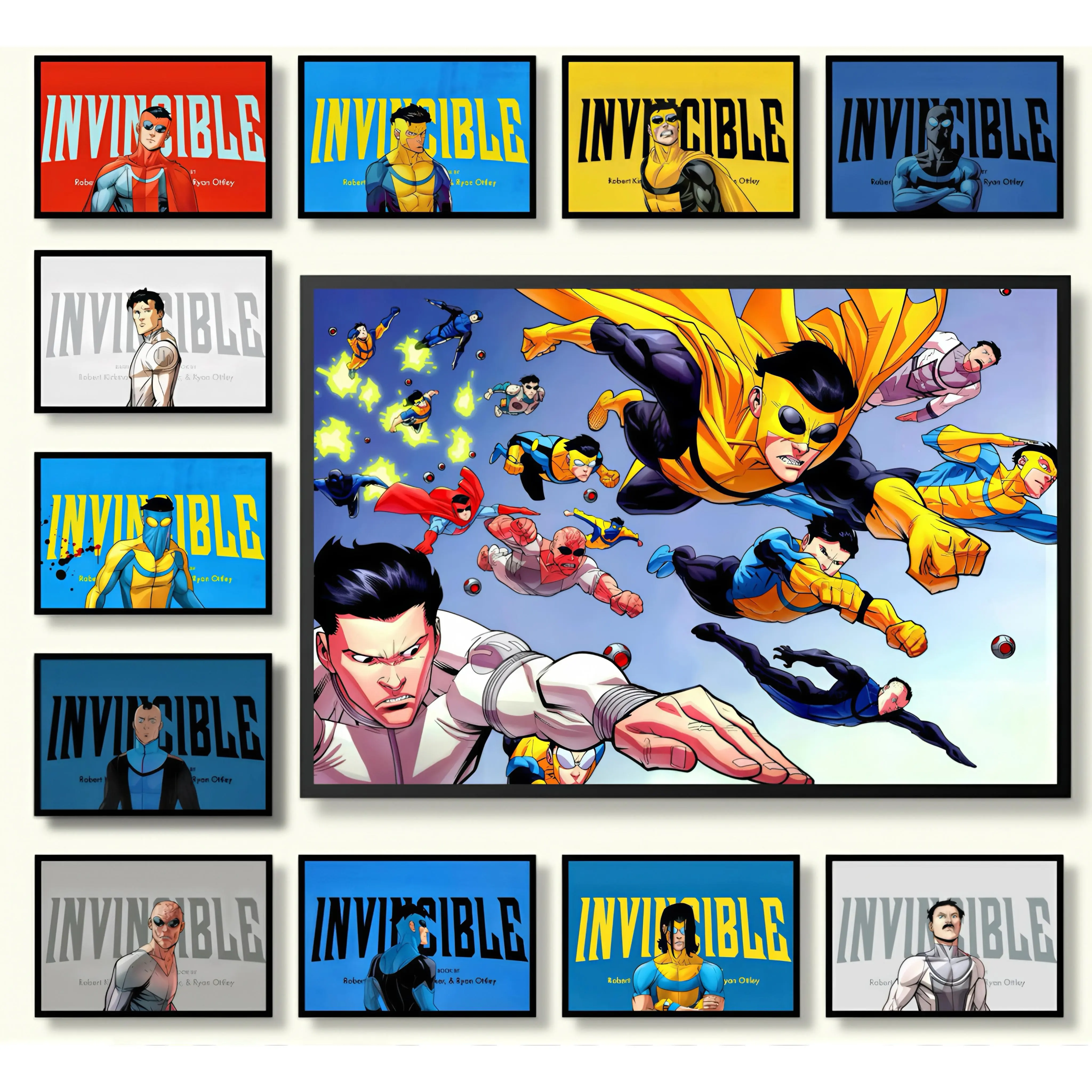 Invincible War Themed Canvas Poster Mark's Universe Variant Art Wall Decor Comic Style Gift for Teens Living Room Bedroom Dorm Solid Wood Textured Frame Waterproof Moisture-Proof Design Superhero Wall Art, Comic Book Poster, Boys Gaming Room Decor