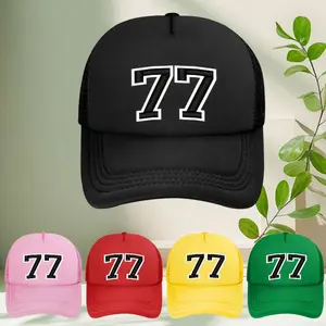 Casual Baseball Mesh Cap 77 Black Jersey Sports Number seventy Cute Perfect for outdoor sports travel and holiday gifts