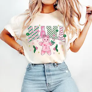 Pink Gingerbread Mama Christmas Sweatshirt, Mama Claus Shirt, Merry Mama Shirt, Mom Christmas Tee, Matching Family Xmas Shirt, Gift For Mom