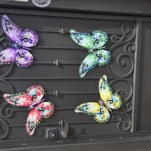 Metal Butterfly Wall Decor, 14 Inch Modern Outdoor Fence Art, Hanging Decoration for Home, Garden, Yard, Living Room, Bedroom, Patio, Balcony