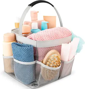 Mesh Shower Caddy Bag – Portable 9-Pocket Quick-Dry Bathroom Organizer for Dorm, Gym, Travel & College Use (Various Colors)