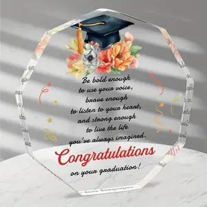 2025 Graduation Gift for Her - Acrylic Plaque Keepsake with Floral Design | Perfect for College, High School & Friends Decoration Signs