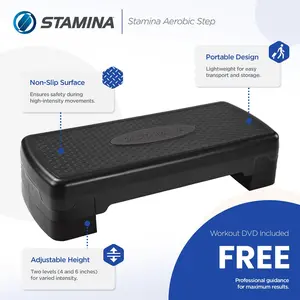 Stamina Aerobic Step with Portable and Lightweight Construction for Fitness