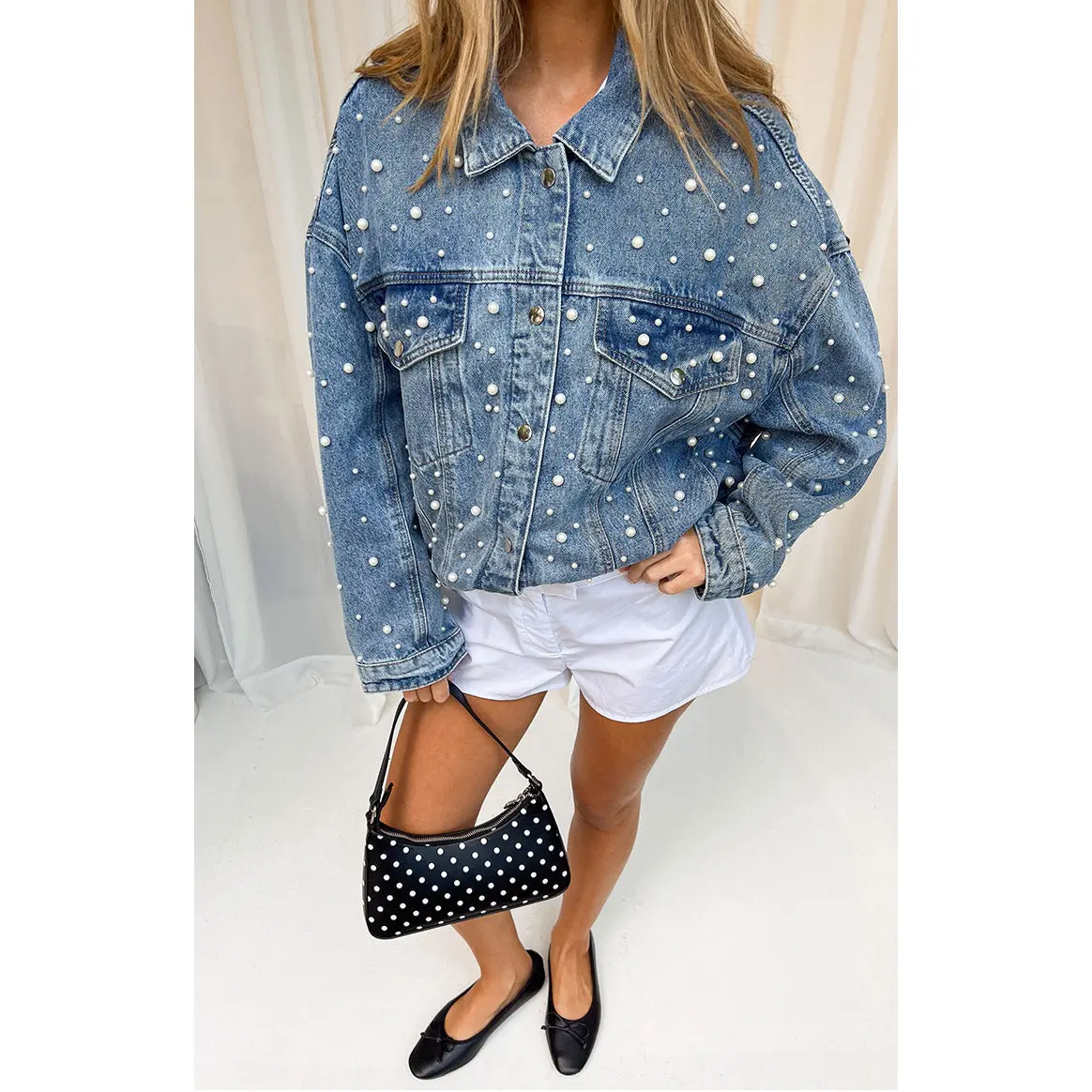 Denim Dazzle Pearl Mid Wash Denim Jacket