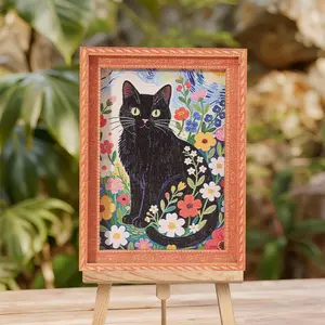 1PC Flowers Cat Refrigerator Magnet, Fun Animal Fridge Magnet, Mini Vintage Photo Frame, Home Decor, Perfect Holiday Gift, Art