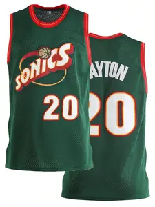 NEW Men's Basketball Jersey, No. 20, Green, Embroidered & Stitched Basketball Vest, Sleeveless Sports Shirt