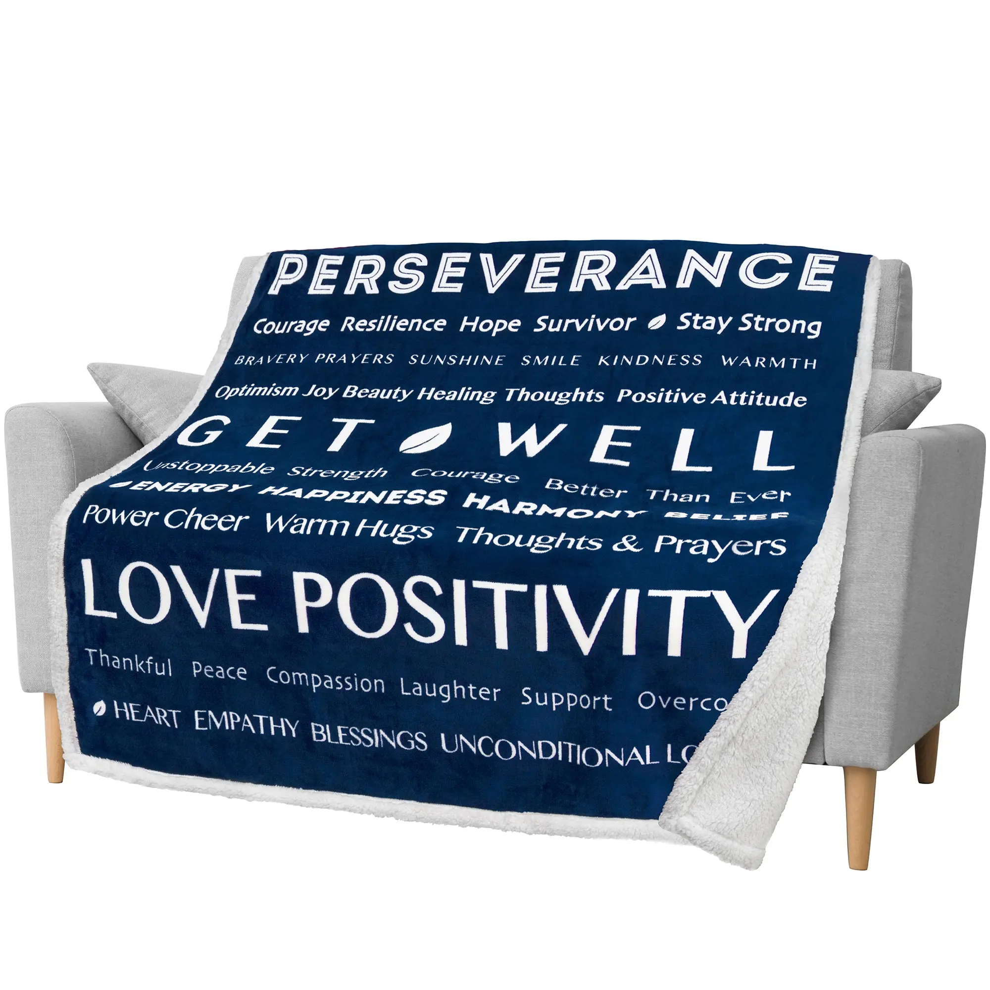 PAVILIA Healing Blanket Sherpa Fleece, Get Well Soon Gift, Soft Hug Compassion Throw Blanket for Women Men, Comfort Caring Inspirational Patient Gift, Positive Thoughts Prayer Love Throw