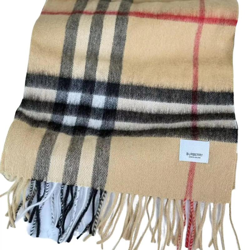 Pre-owned BURBERRY Cashmere Small Leather Goods Classic Check Tassel Scarf with Fringe Details in Gift Box Elegant Plaid Design for Stylish Wear Small Leather Goods
