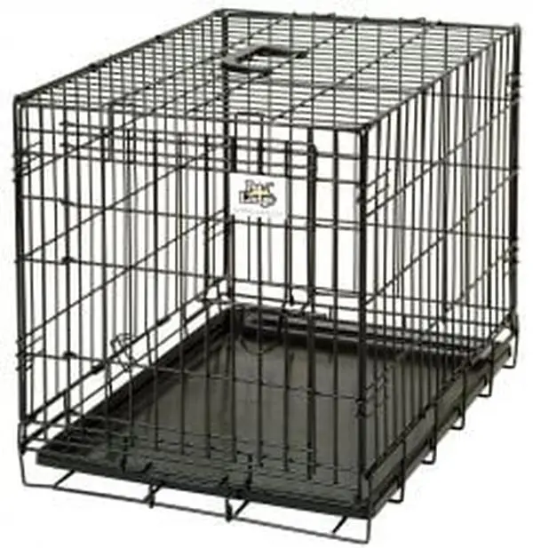 WCSML Double Door Collapsible Wire Pet Crate, 24x18x21 in, Black Small Dog & Cat Crate for Training & Travel