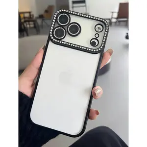 Bling iPhone Case with Rhinestone Camera Protection for iPhone 17 Pro Max 16 15 14 13 12 , Shockproof Protective Cover