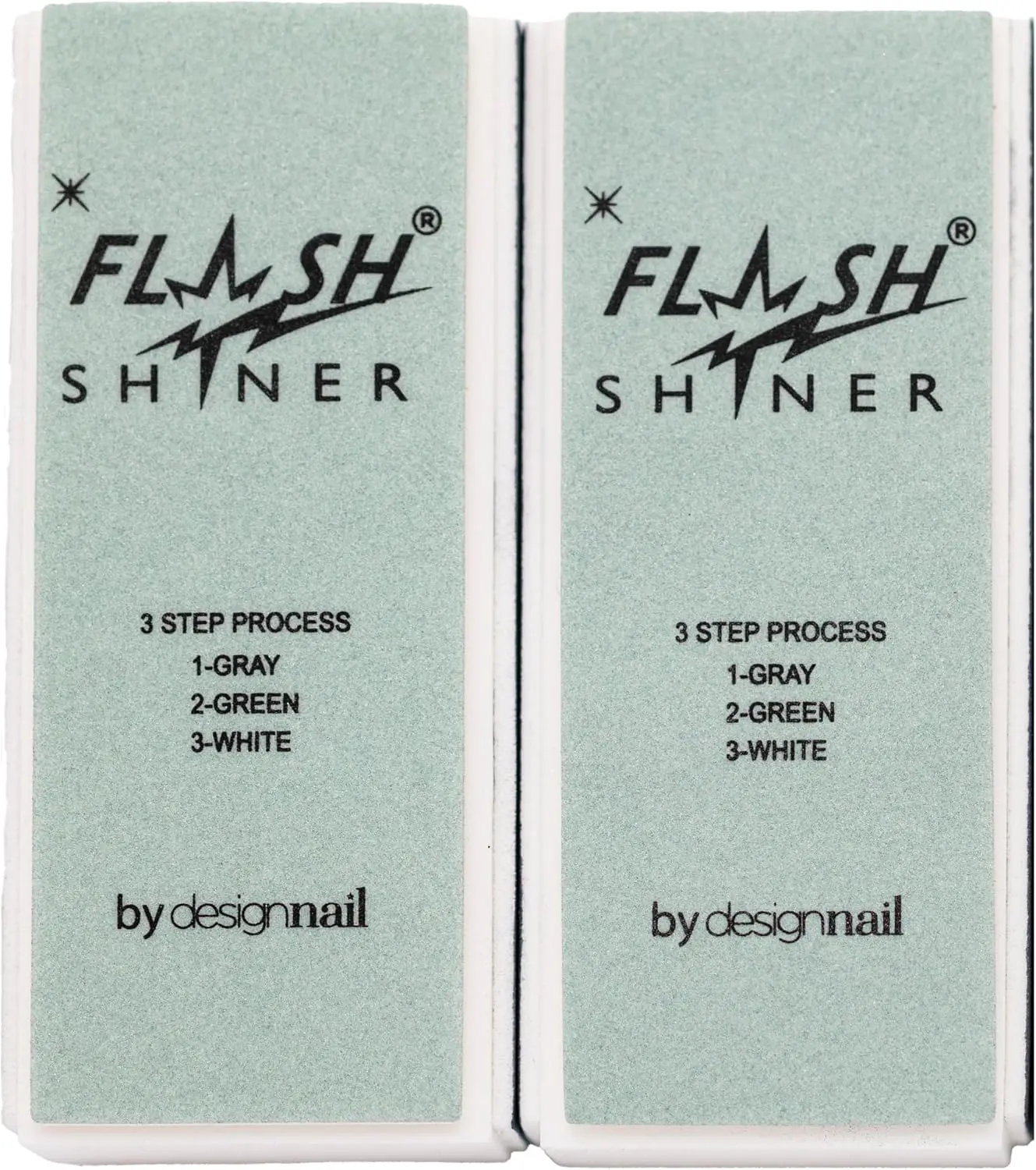 Flash Shiner 3-Way Nail Buffer Blocks, Professional Nail Manicure Tool for Home & Salon Use, Smooths, Conditions, Polishes for Natural Shine (Pack of 2)