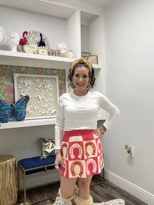 QOS Hot Pink Checkered Horse Shoe Skirt