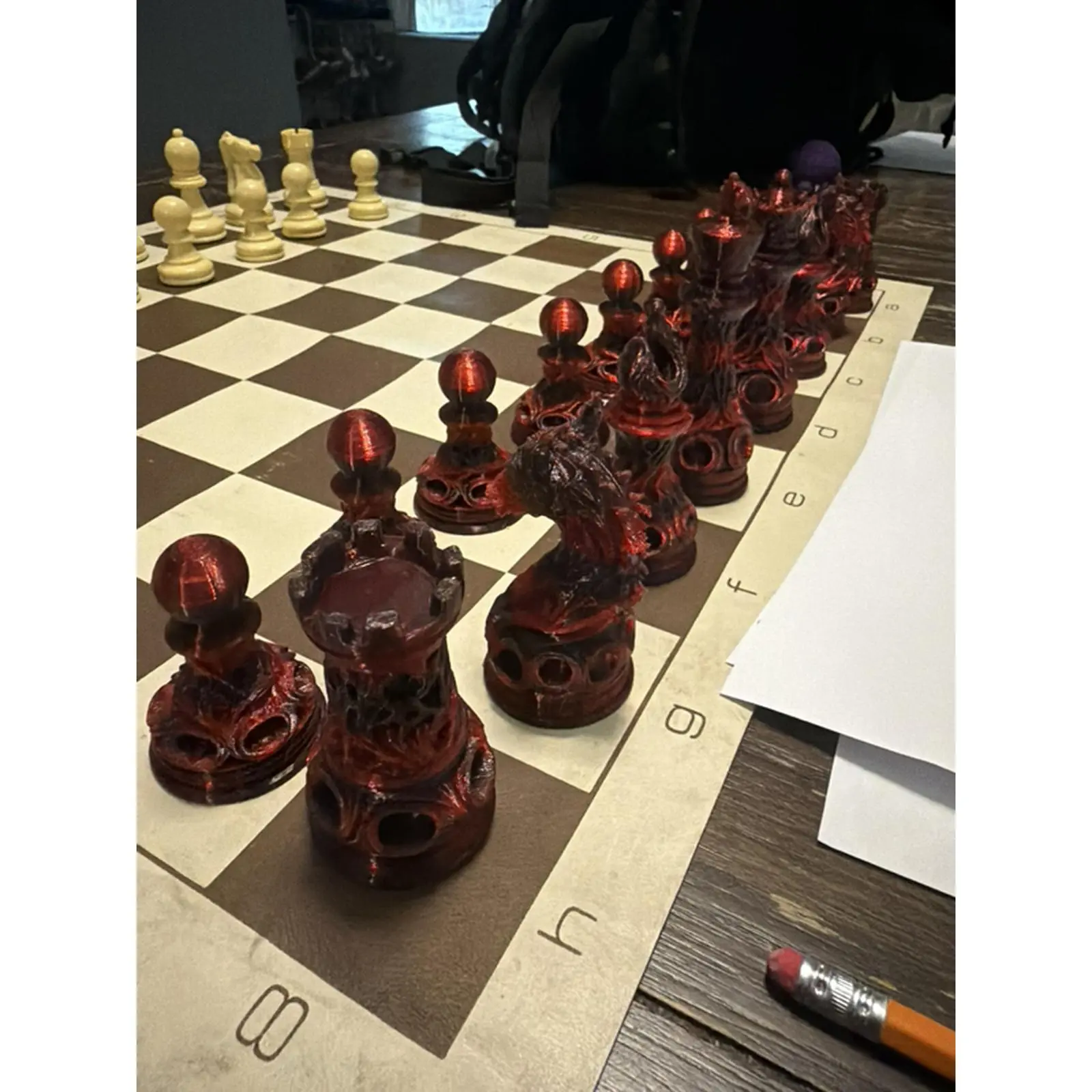 Chess Board Pieces - Red and Gold Design, Ideal for Strategic Games, Perfect for Chess Enthusiasts. ONLY THE CHESS PIECES. BOARD NOT INCLUDED