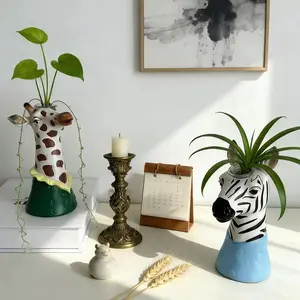 Nordic-style zebra-pattern vase, decorative ornament for living room, high-end floral container, home decor for TV cabinet and dressing table
