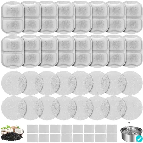 Dog Water Fountain Filter, 16 Pack Pet Fountain Filters Cat Water Fountain Filters Replacement for 7L/230oz/1.8G Stainless Steel Dog Fountain,Replacement Filters and Sponges