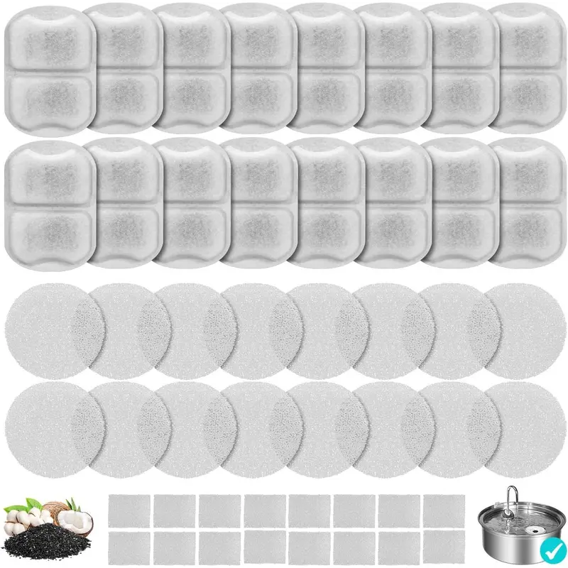 Dog Water Fountain Filter, 16 Pack Pet Fountain Filters Cat Water Fountain Filters Replacement for 7L/230oz/1.8G Stainless Steel Dog Fountain,Replacement Filters and Sponges