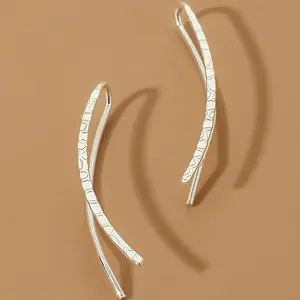 Minimalist Ear Climber Earrings Long Copper Climbers Crawler Bar Studs 1 Pair