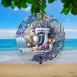 8” Mixer Wind Spinner – Stand Mixer & Floral Kitchen Design – Outdoor Metal Decor – Double-Sided Sublimation Art – UV Resistant Coating – Indoor & Outdoor Use