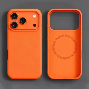 Premium Magnetic Shock-Resistant Orange Cover for Apple for iphone 17 Pro Max, 17 Pro, 17 Air, 17, 16, 16 Pro Max, 16 Plus, 15, 14, And 13. MagSafe wireless charging Liquid Cases with a Soft Bumper, Magnetic Phone Case, And Accessories.