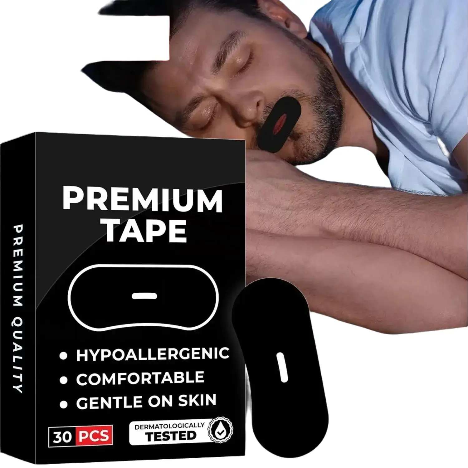 Anti Snoring Mouth Tape - 30/60Pcs Medical Grade Sleep Strips, Snoring Relief, Gentle Nasal Breathing Support, Indoor & Travel Use