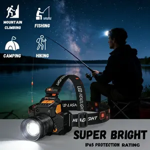 Ultra-Bright LED Headlamp with Motion Sensor, USB Rechargeable Zoomable Headlight, 2400mAh Power Bank Function, Waterproof Hands-Free Flashlight for Camping, Fishing, Running & Emergency