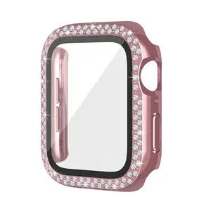 Wearable Protective Cover  Bling Bumper Case with Screen Protector for Apple Watch 45mm-Assorted Colors