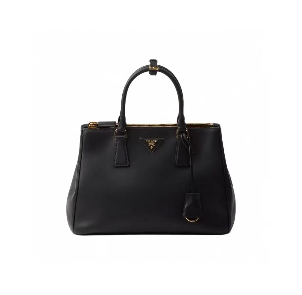 Pre-owned PRADA Galleria Small Black Gold Saffiano Leather Handbag 2601609