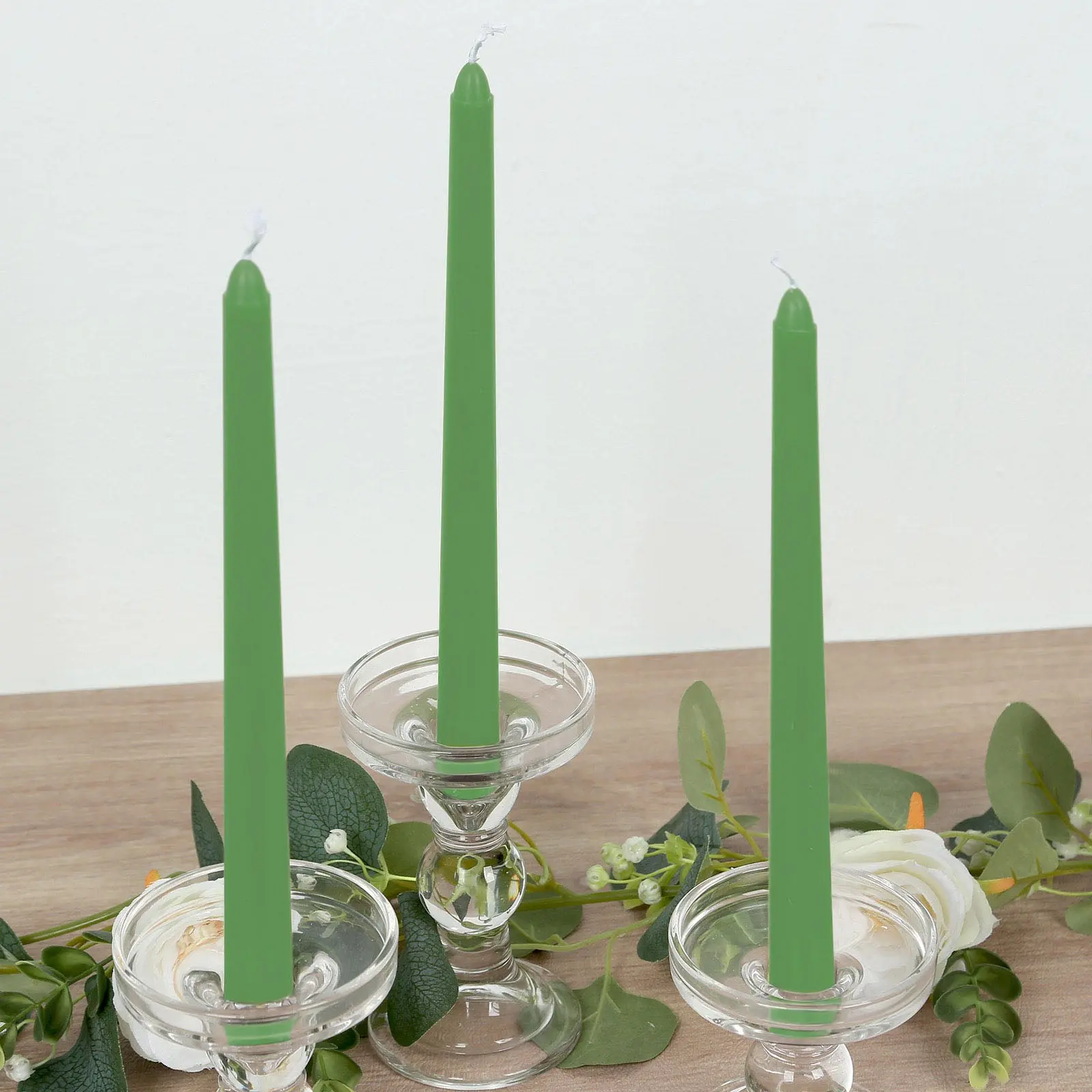 10-Pack 10 in Premium Wax Green Taper Candles, Unscented Bulk Pack Home Decor Candles for Formal Upscale Settings, Wedding Centerpieces, Event Decor, Taper Shape