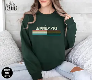 Retro Après Ski Sweatshirt, Winter Holiday Sweater, Skiing Lover Gift for Skier, Ski Trip Sweatshirt, Weekend Vacation Pullover