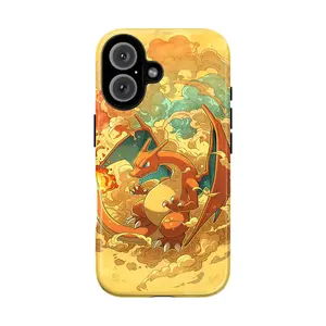 Poke Phone Case, Dragon Fire Over Water Icy Terrain Inspired Vincent Van Gogh Style Vivid  Dynamic Artistic Pop Culture Retro Anime Collage Aesthetic Gift Fashion Vibes, iPhone 17 16 15 14 13 12 Pro Max Plus X, Galaxy S25 S24 S23 S22 S21 Ultra