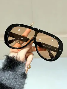 Women's Fashion Oversized Pilot Style Trendy Casual Sunglasses, Large Frame, Tinted Lenses, UV Protection, Travel Photography, Unisex Frog Design