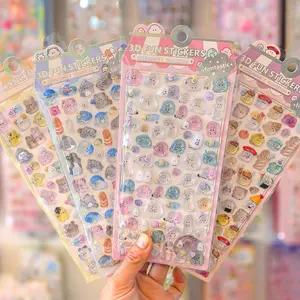 Authentic Yoyo Family 3D Embossed Crystal Sticker, Cute Cartoon 3D Decal, Transparent Waterproof Durable, Suitable for DIY Phone Cases Cups Fridge Diary Decor