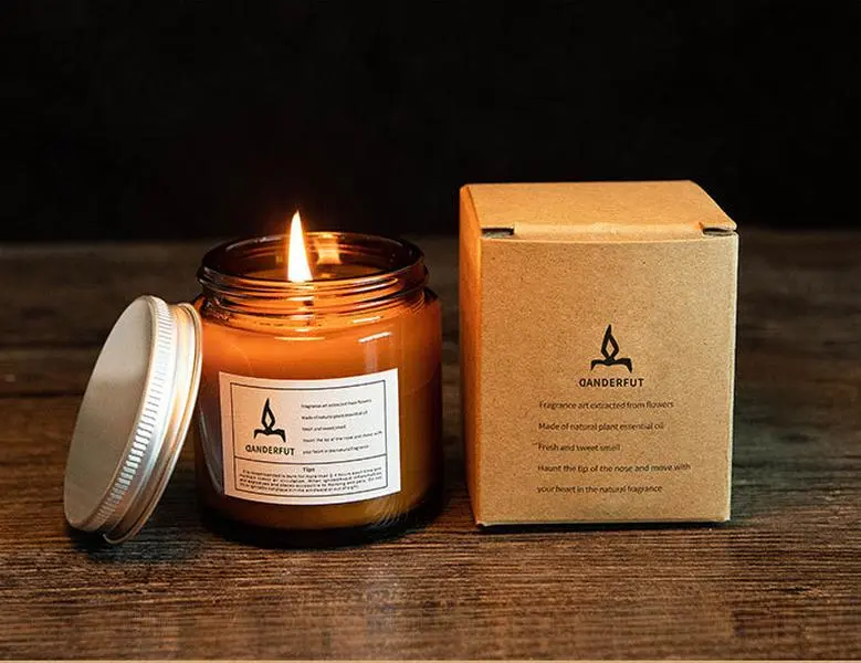 Soy Wax Scented Candles, Glass Jar Smokeless Aromatherapy Candle, Amber Glass Candle, Romantic Home Fragrance Decor, Gift for Party Favors