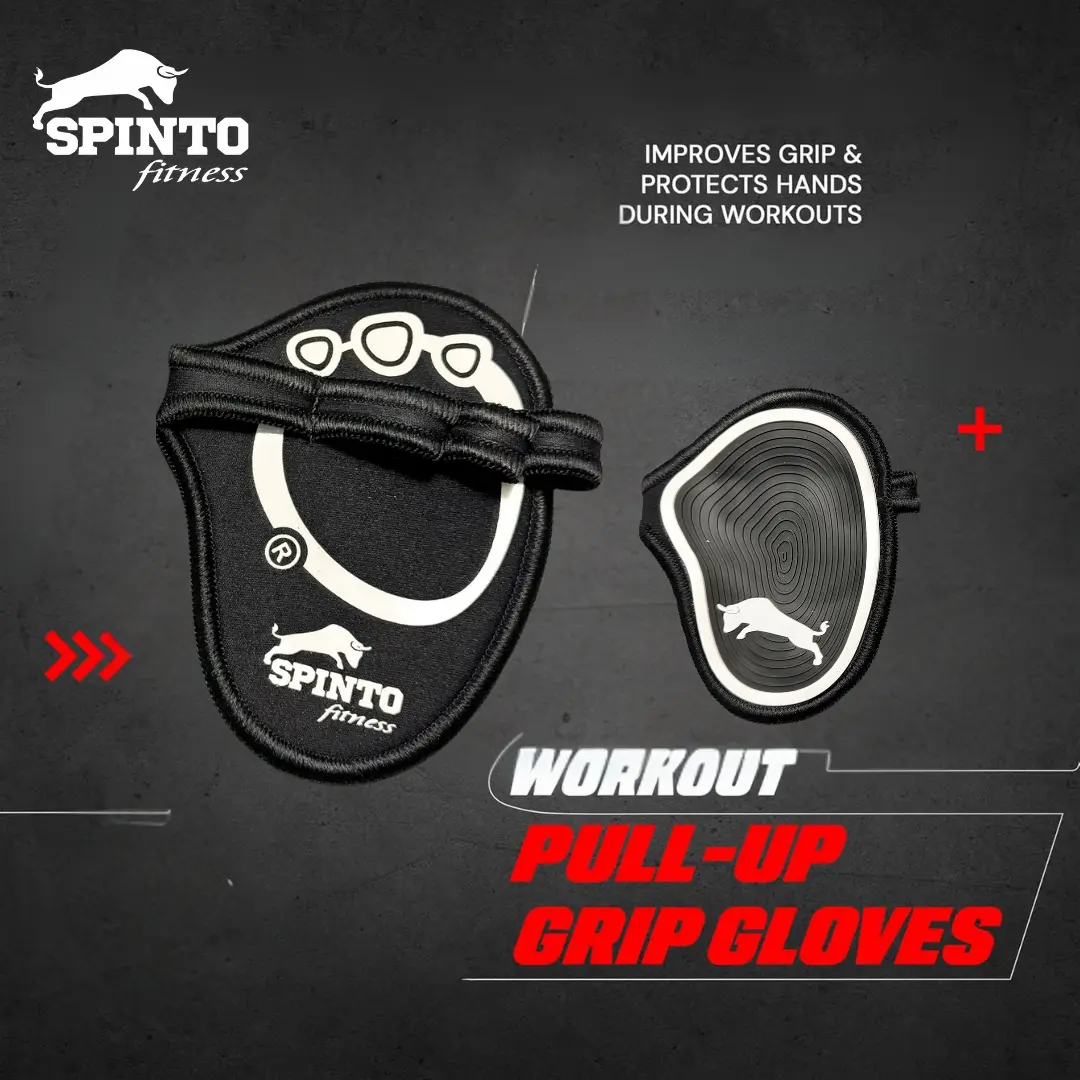 SPINTO FITNESS Grip Pads, Non-Slip Rubber Lifting Grips with Neoprene Backing and Finger Loops, Lightweight Workout Equipment for Strength Training