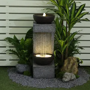 Waterfall Fountain Outdoor  Garden Decor for Patio, Backyard, Deck, Porch and Home Art Decor, Outdoor Fountains and Waterfalls with Lights and Pebbles