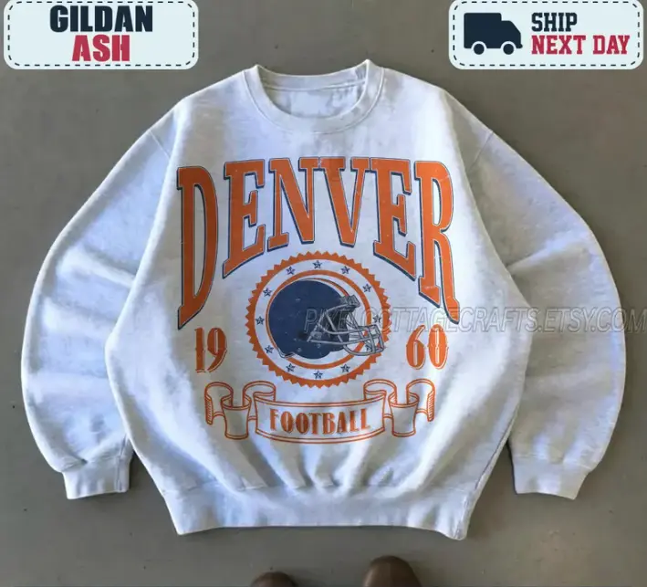 Denver Football Vintage Sweatshirt, 90s Retro Game Day Crewneck, Oversized Football Fan Pullover, Soft Cotton Unisex Gift,