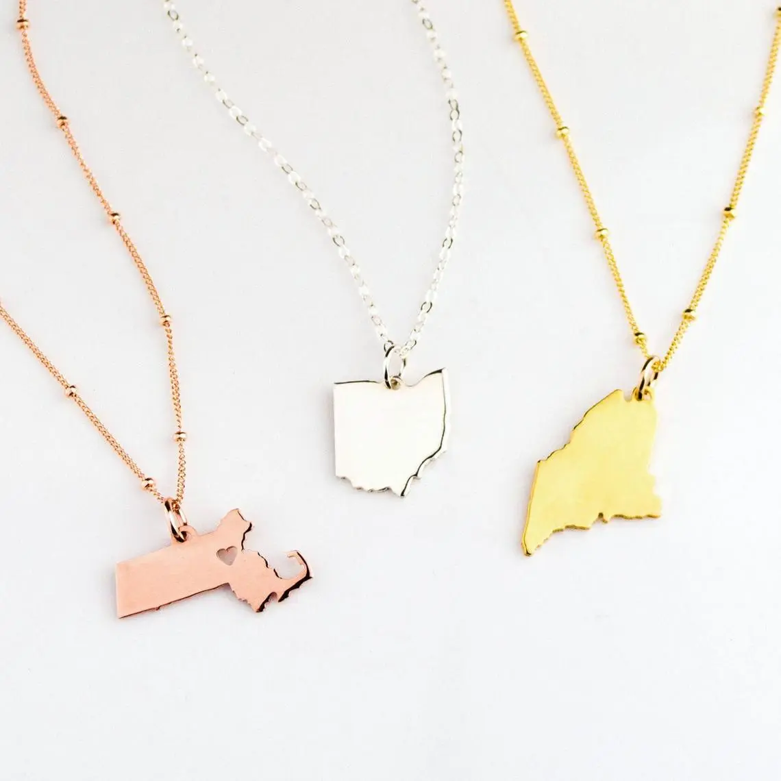 Personalized State Necklace, Homecoming Necklace