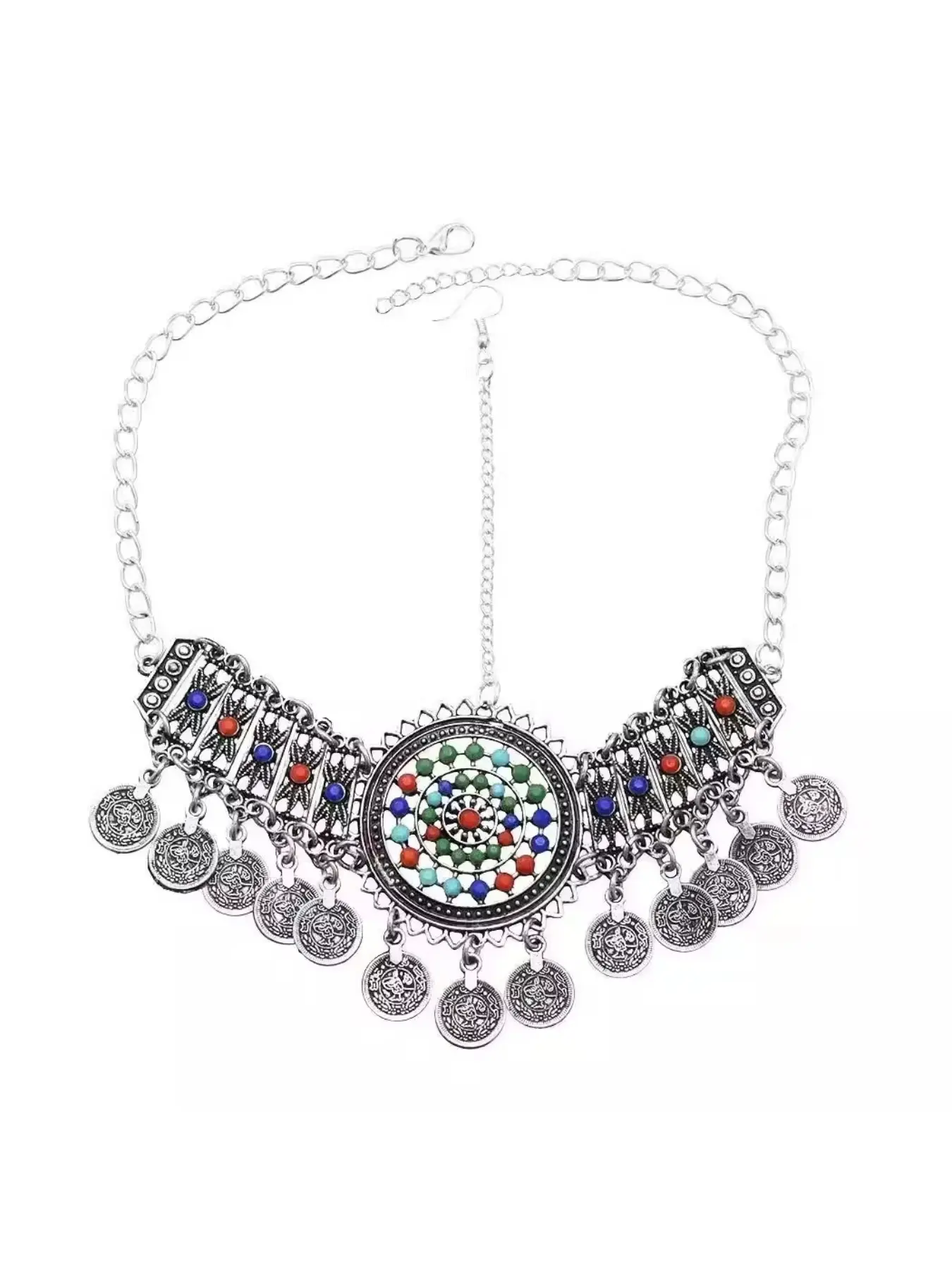 New vintage hair accessory collar, ethnic minority-style headdress with tassels, forehead chain for Hanfu costume