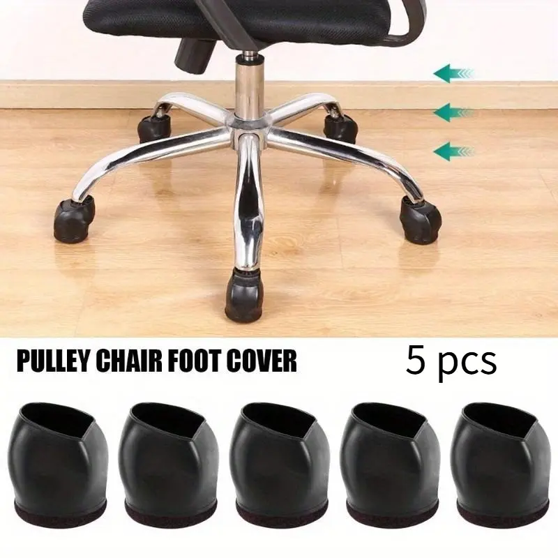 5Pcs Pulley Chair Foot Cover Computer Chair Rollers Fixer Office Home Universal Wheel Protector Wheel Anti-slip Foot Pad
