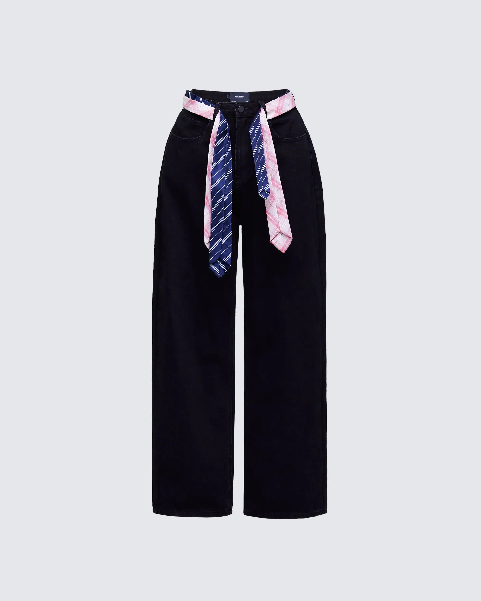 Taliah Black Denim Tie Belt Jeans