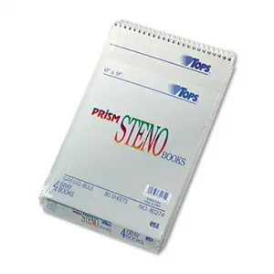 Tops  Spiral Steno Notebook Gregg Rule 6 x 9 Gray Four 80-Sheet Pads Pack