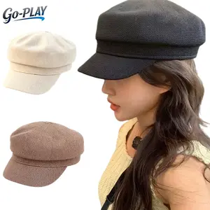 Women Old Money Aesthetic Beret Hat, Thin Linen Breathable Flat Top Octagonal Newsboy Cap, Summer Woven Lightweight Painter Hat for Daily Wear