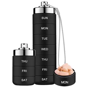 Mossime Metal Pill Organizer Weekly, Stackable Waterproof Travel Pill Box, Large Aluminum Alloy Pill Case Container, BPA Free 7 Day Daily Medicine Organizer for Vitamin, Fish Oil, Supplement