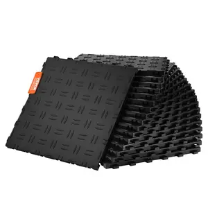 Garage Tiles Interlocking, 12 x 12 x 0.53 inch 50 Pack Garage Floor Covering Tiles, Non-Slip Double-Sided Texture Garage Flooring Tiles, for Garages, Basements, Repair Shops, Black