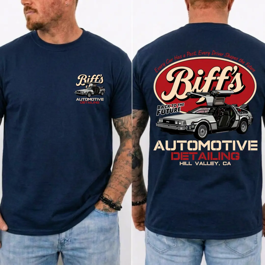 Back to the Future DeLorean Graphic Shirt, Stylish Short Sleeve Tee for Fans of Classic Movies, Classic 80s Graphic Tee, Gift For Drivers, MADE IN USA.