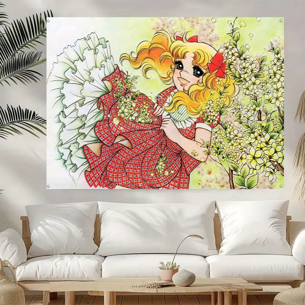 Cute Candy Anime Theme Party Backdrop Banner - Lightweight, Colorful, Durable Fabric, Geometric Print, Multi-Sizes, Ideal for Birthday Parties, Home Bedroom Decor, Indoors/Outdoors, Great Gift Option, Multiple Events