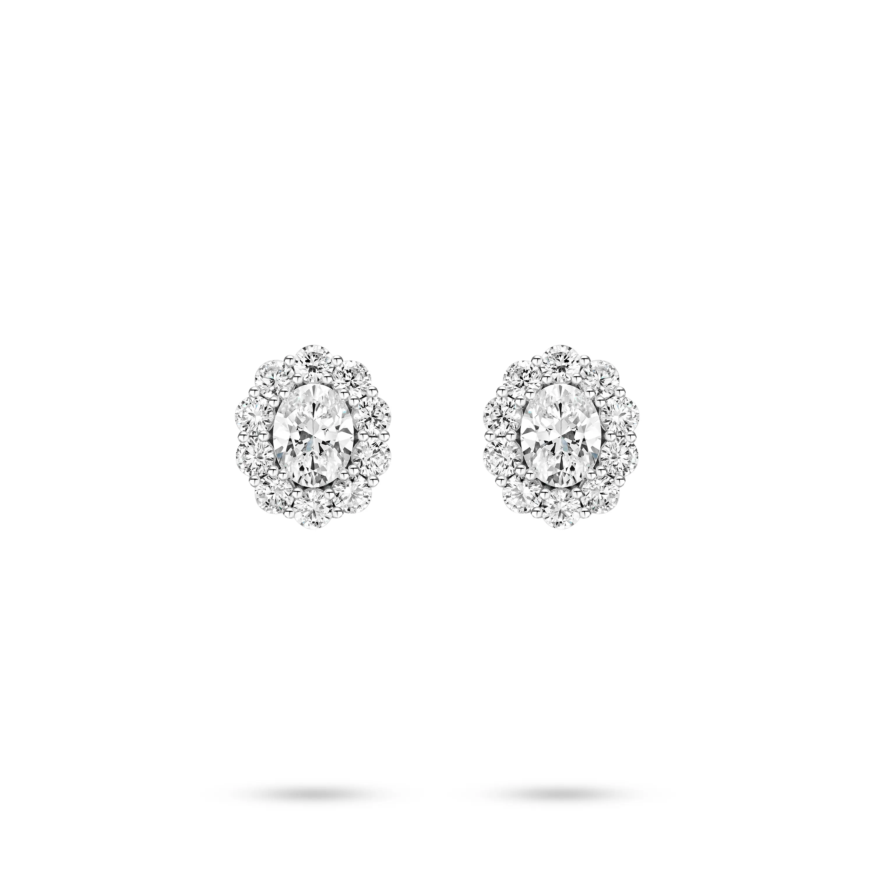 VAMERAY #3156 4 Carat In Each Oval Cut Pave Halo Stud Earrings