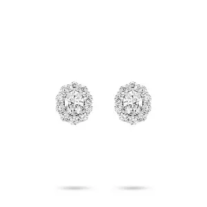 VAMERAY #3156 4 Carat In Each Oval Cut Pave Halo Stud Earrings